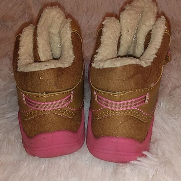 🌈Jam brown pink sheepskin fur baby snow boots sz9 - Picture 4 of 6